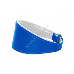  Ace Traditional Leather Dog Collar lined with super SOFT leather ::ROYAL BLUE with WHITE LINING::